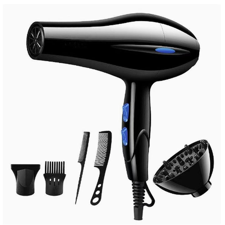 Professional dryer set with diffuser, concentrator and combs, black EP13
