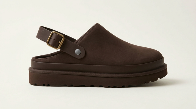 Clog with buckle back strap, dark brown PB26