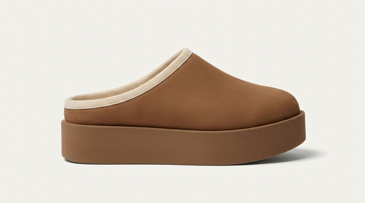 Platform slide with cream trim, chestnut PB15