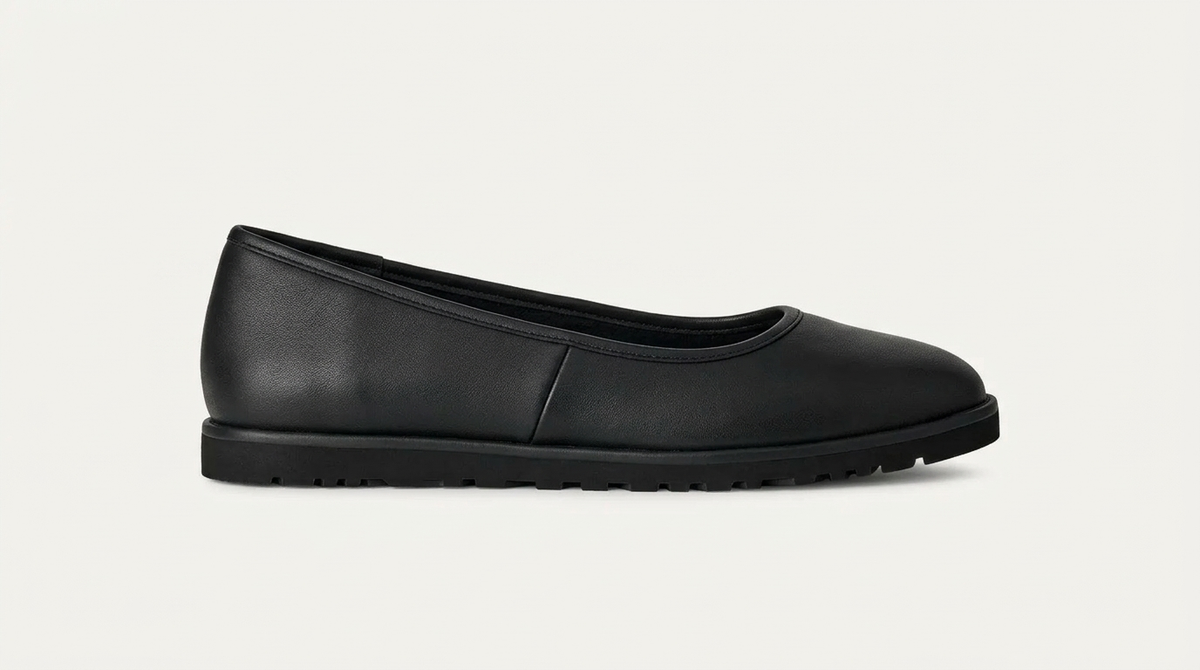 Leather ballet flat, black PB19
