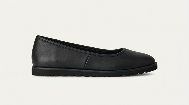 Leather ballet flat, black PB19