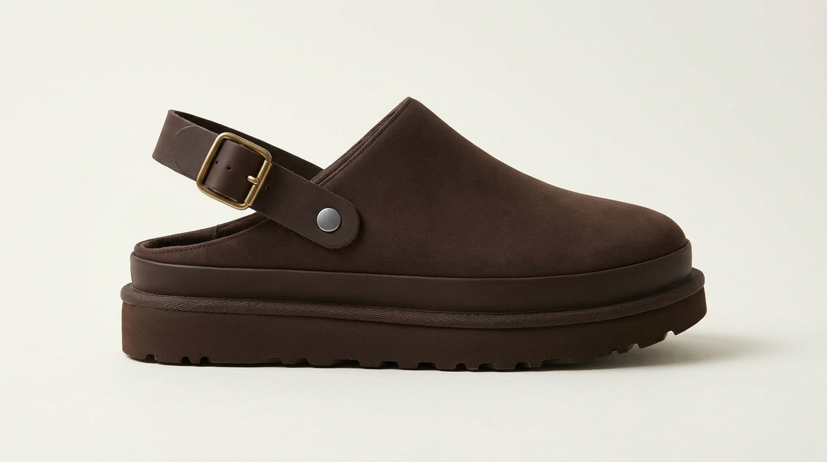 Clog with buckle back strap, dark brown PB26